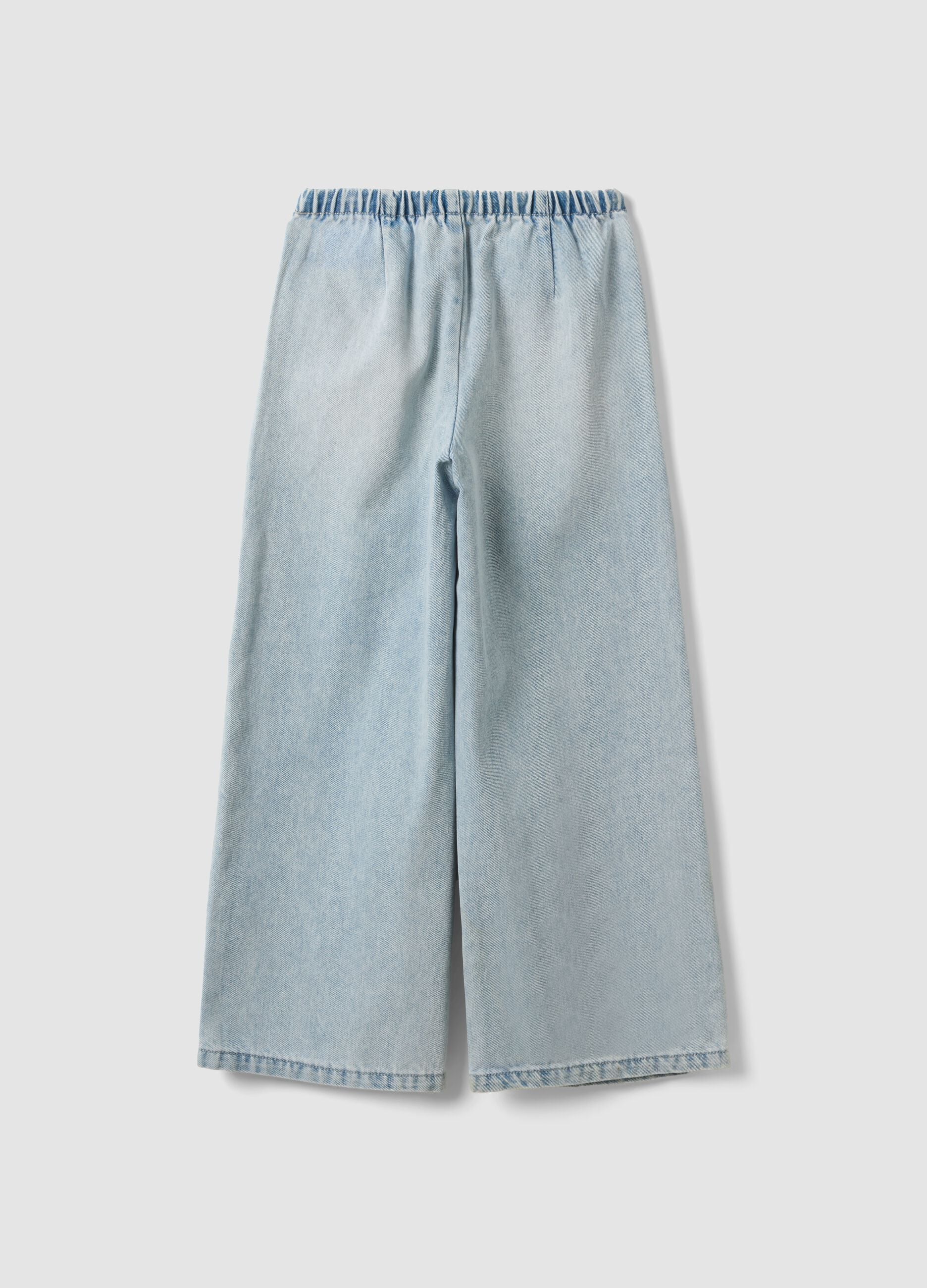 Jeans azzurri wide leg in misto cotone e viscosa per ragazza