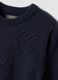 Blue crew-neck jumper with raised heart motif, regular fit, for girls_2