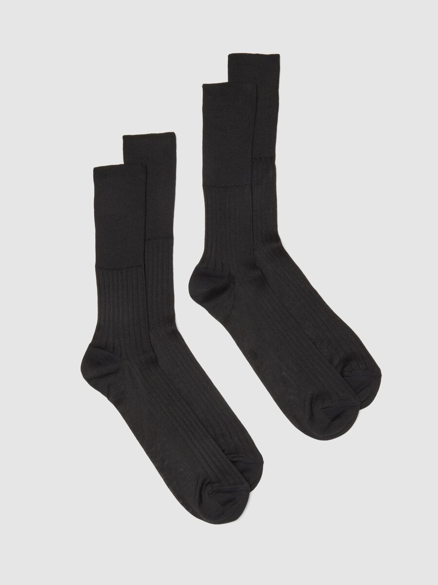 Twin-pack of short black pure cotton socks, regular fit_0