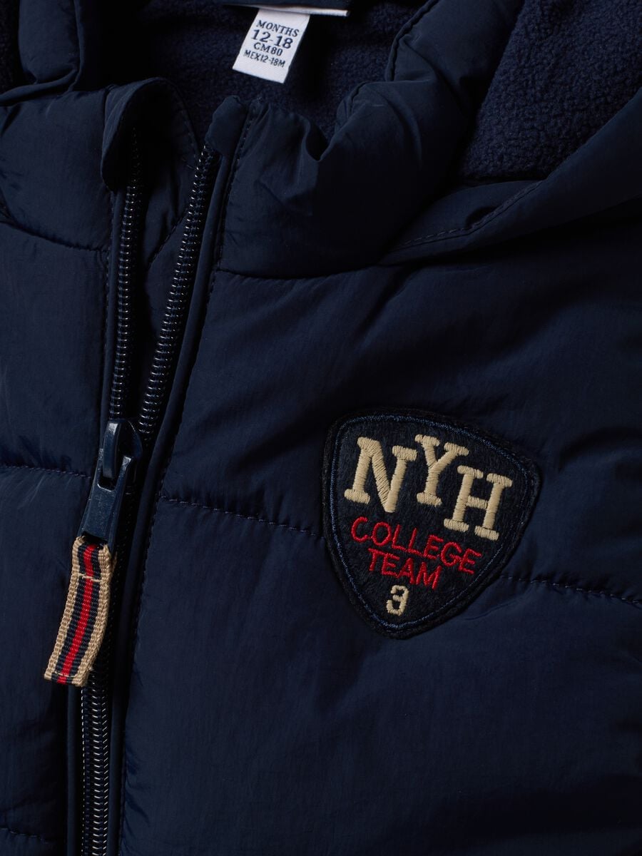 Blue padded hooded gilet with zip for baby boy_3