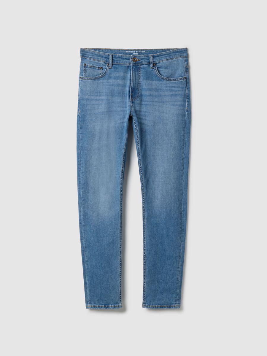 Light blue skinny fit stretch cotton jeans_4
