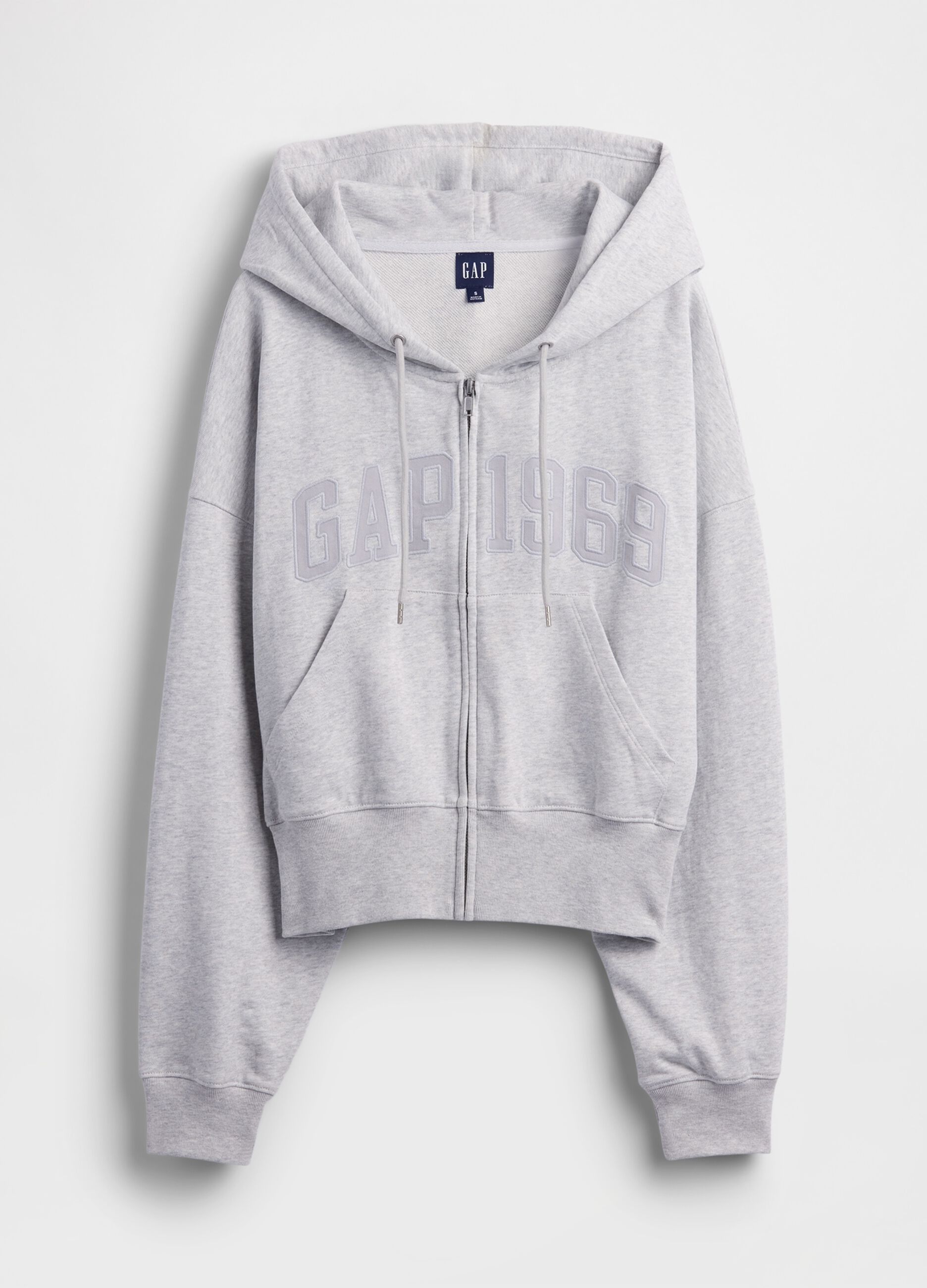 Grauer Regular-Fit-Hoodie aus Baumwollmischung mit Rei&szlig;verschluss