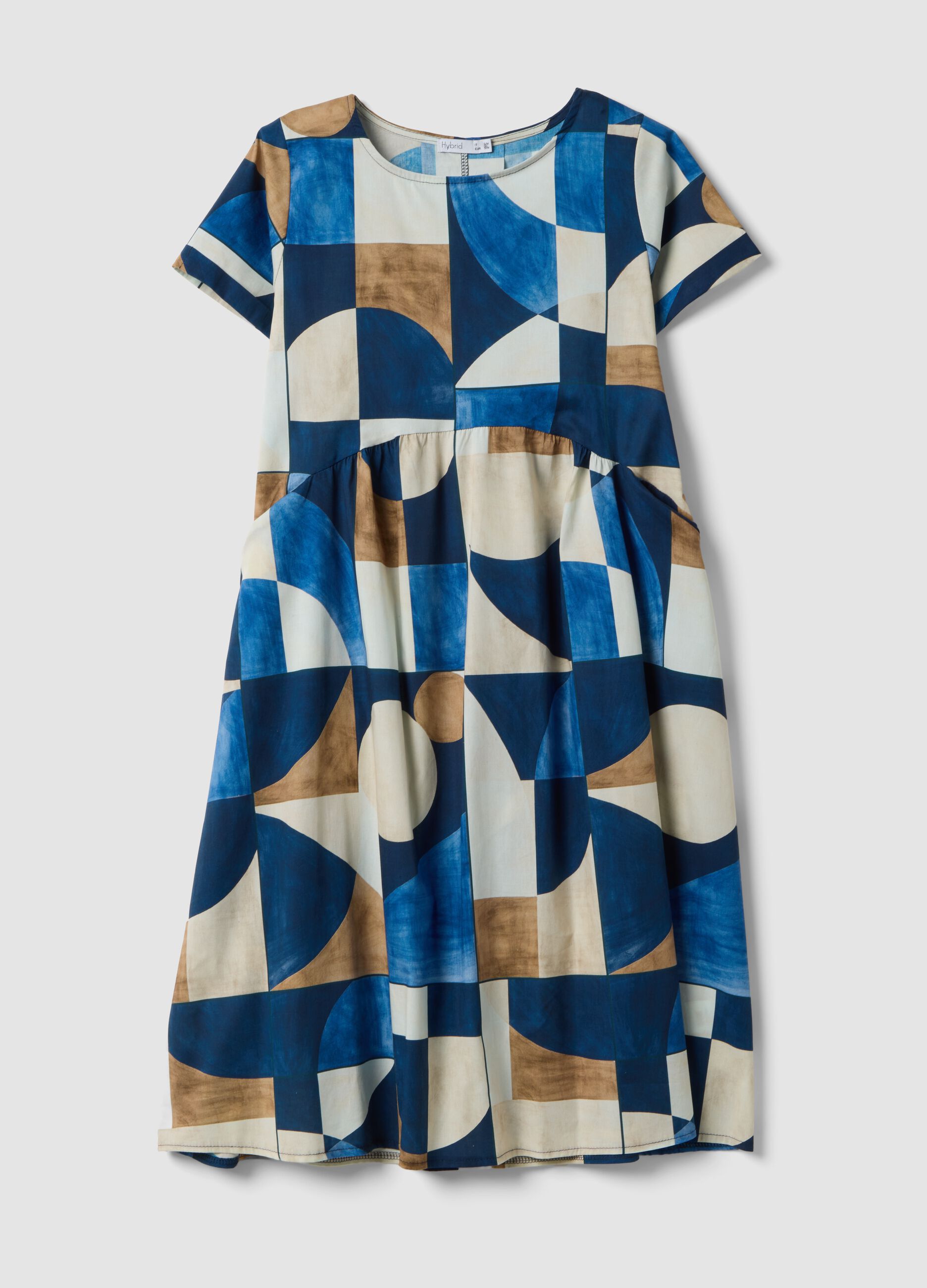 Midi-Kleid aus elastischer Baumwolle in Multicolor mit geometrischem Print