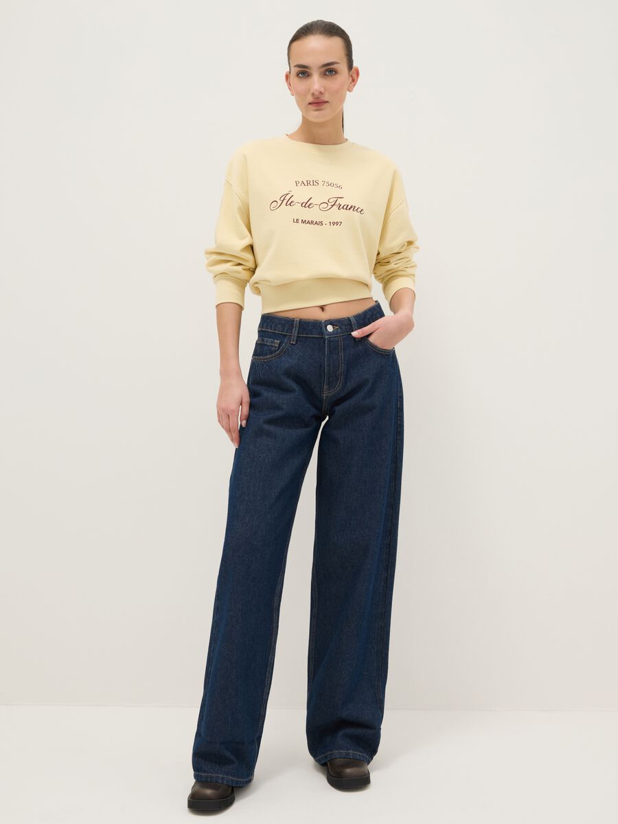 Yellow cotton blend sweatshirt regular fit_1