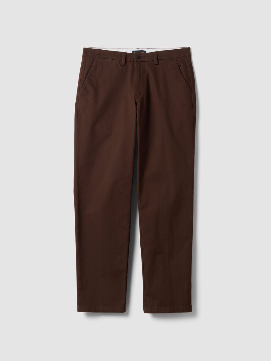 Brown regular-fit stretch cotton twill chino trousers_4