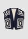 Blue and white regular-fit crochet cotton-blend gilet_4