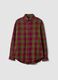 Camicia verde a quadri in flanella di puro cotone regular fit_4