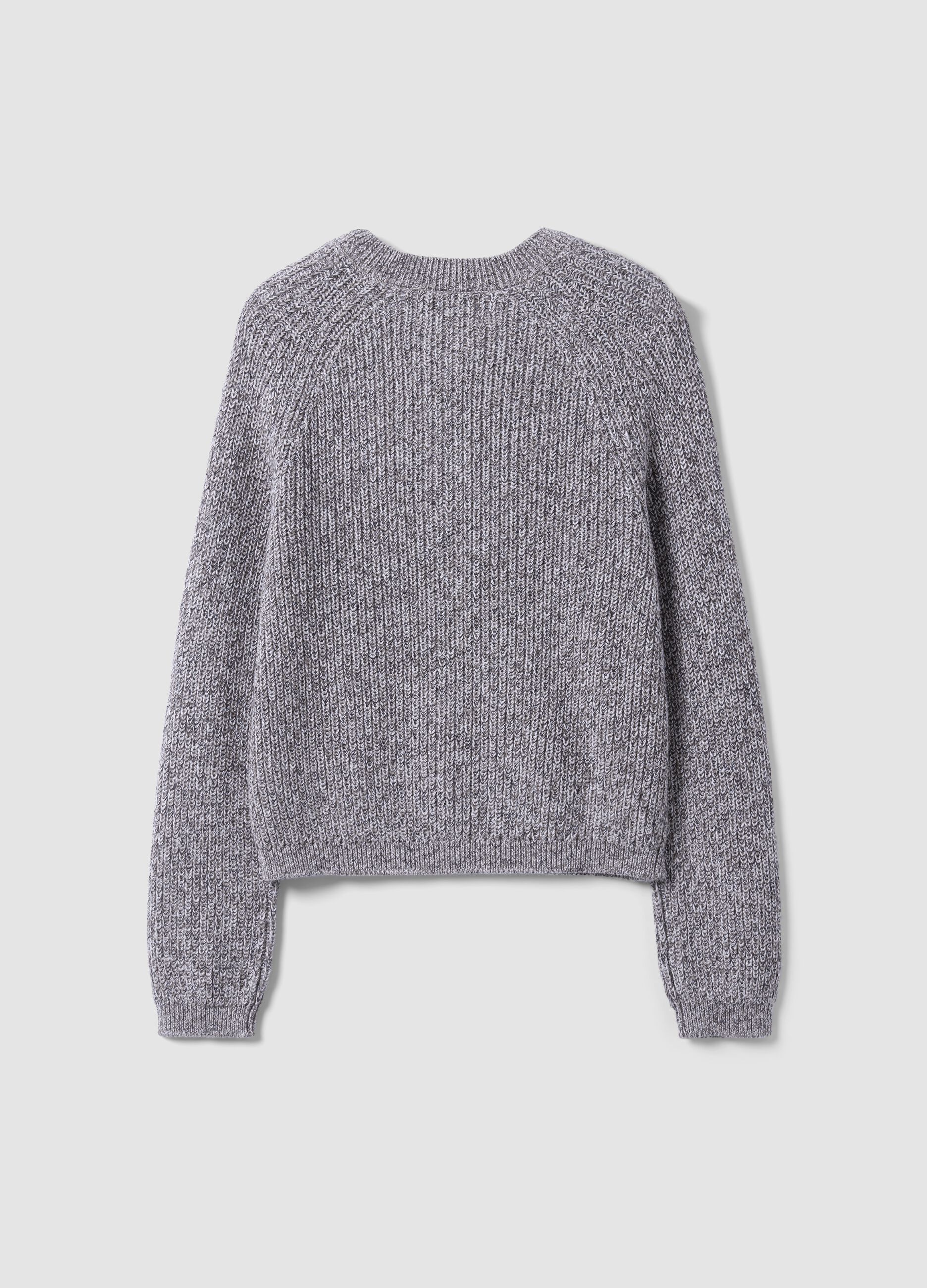 Grey pure cotton knit cardigan in regular fit