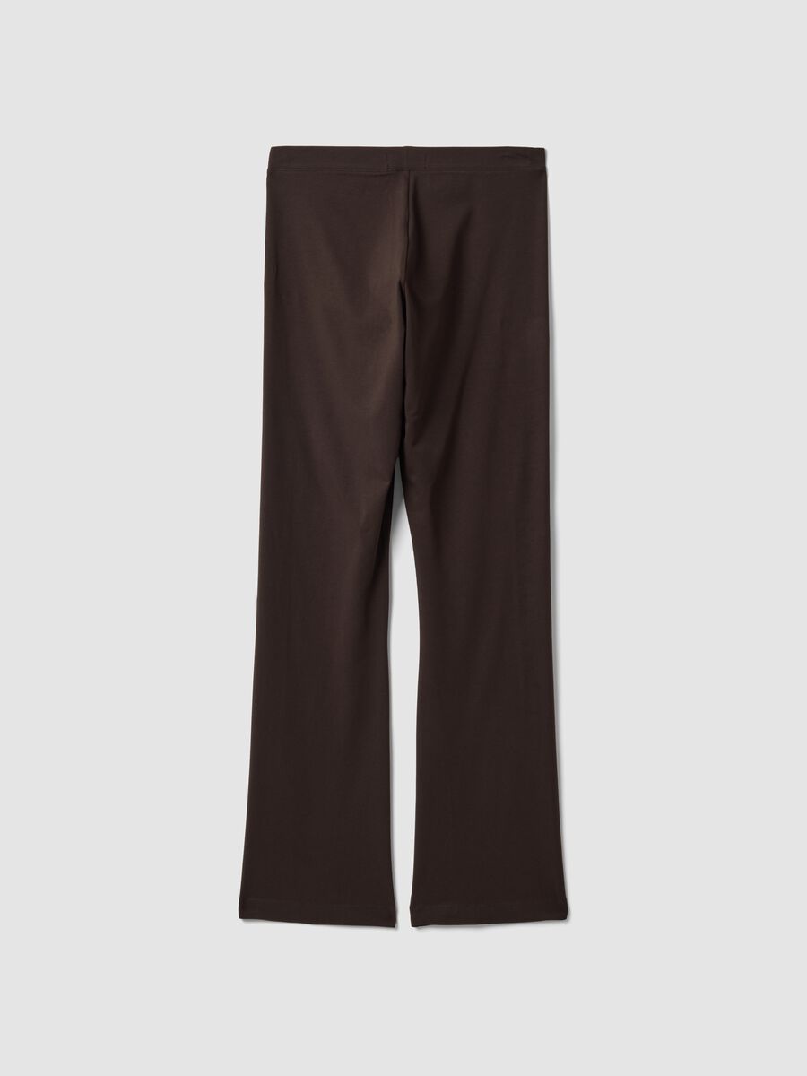 Brown flared leggings in stretch cotton_6