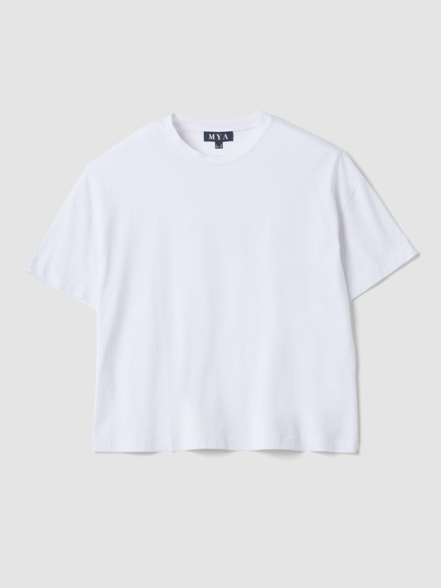 Wei&szlig;es Regular-Fit T-Shirt aus Baumwolle und elastischem Modal_0