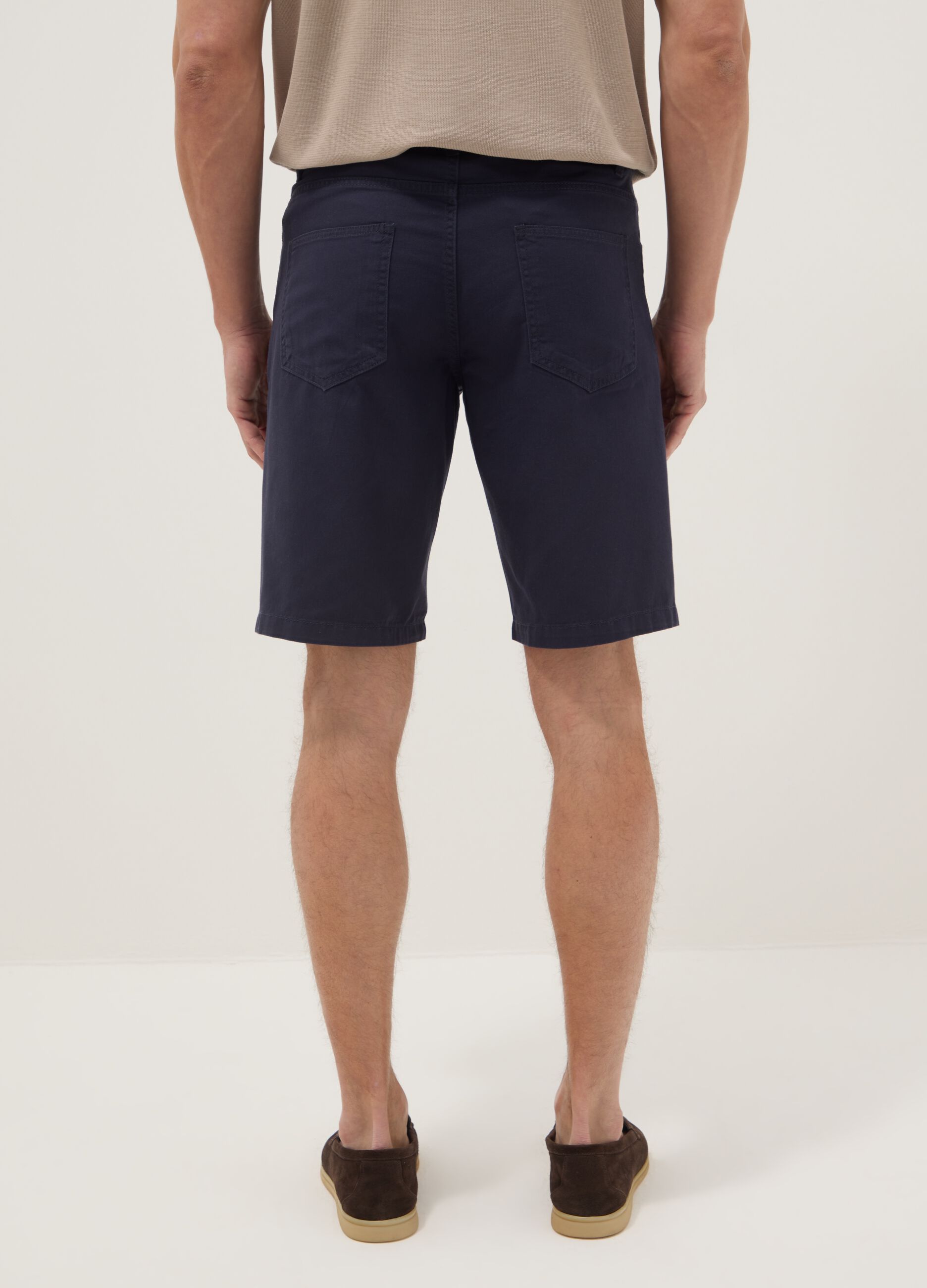 Blue pure cotton regular-fit shorts