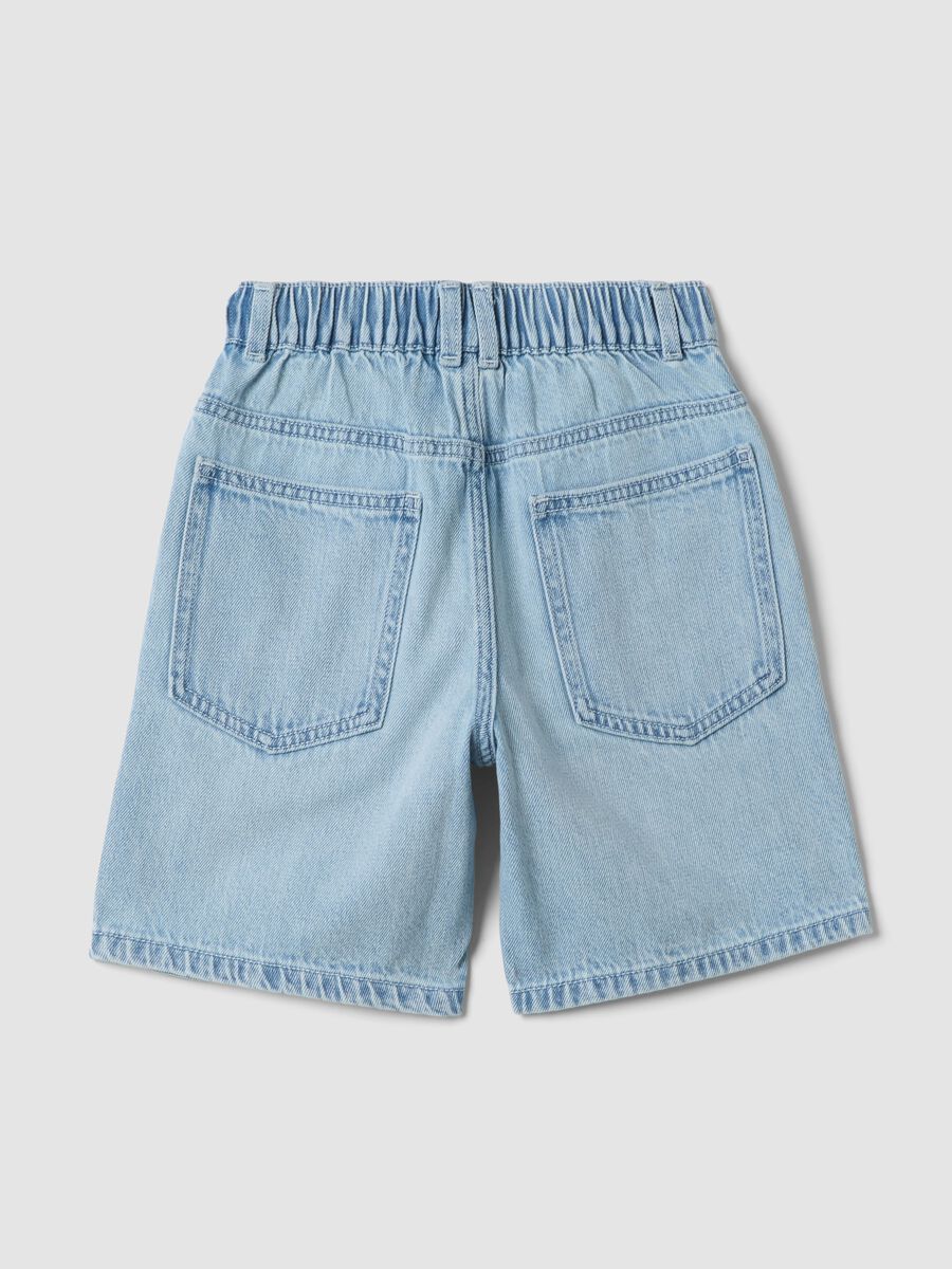 Shorts vaqueros azul claro en mezcla de algod&oacute;n para ni&ntilde;o, corte regular_1
