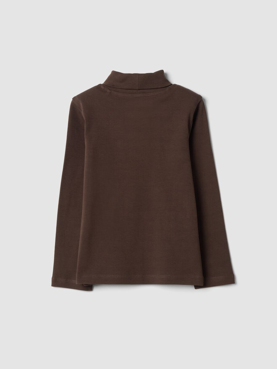 Camisola de gola alta castanho-claro em algod&atilde;o org&acirc;nico puro_1