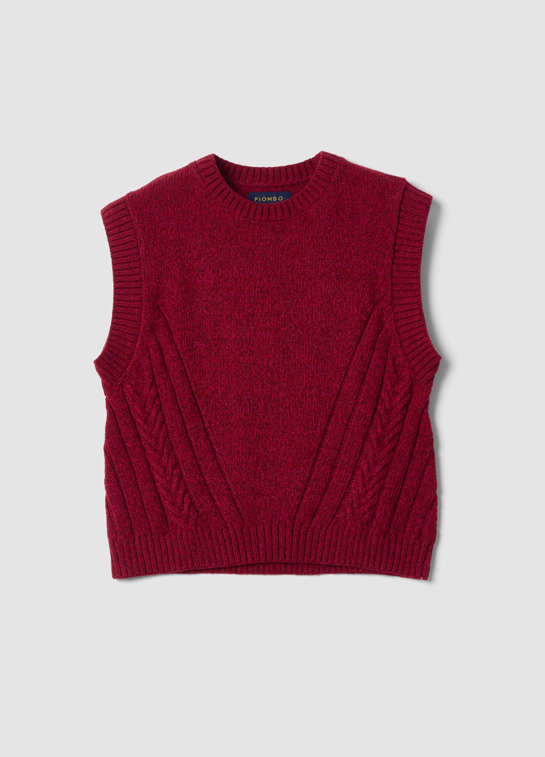 Roter Pullunder aus Wollmischung mit Rundhalsausschnitt und Oversize-Fit