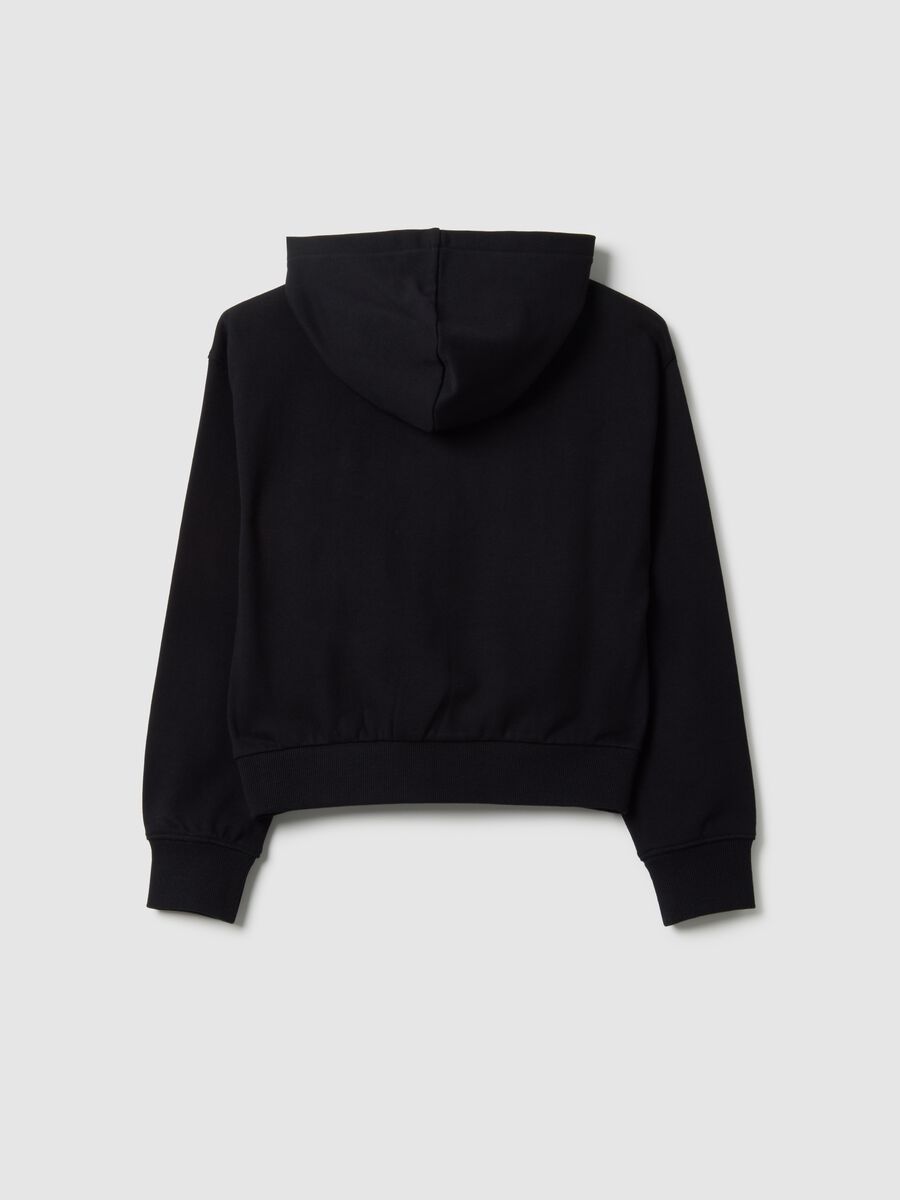 Girls' pure cotton black hoodie regular fit with zip_4
