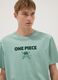 Green pure cotton One Piece slogan T-shirt, relaxed fit_0