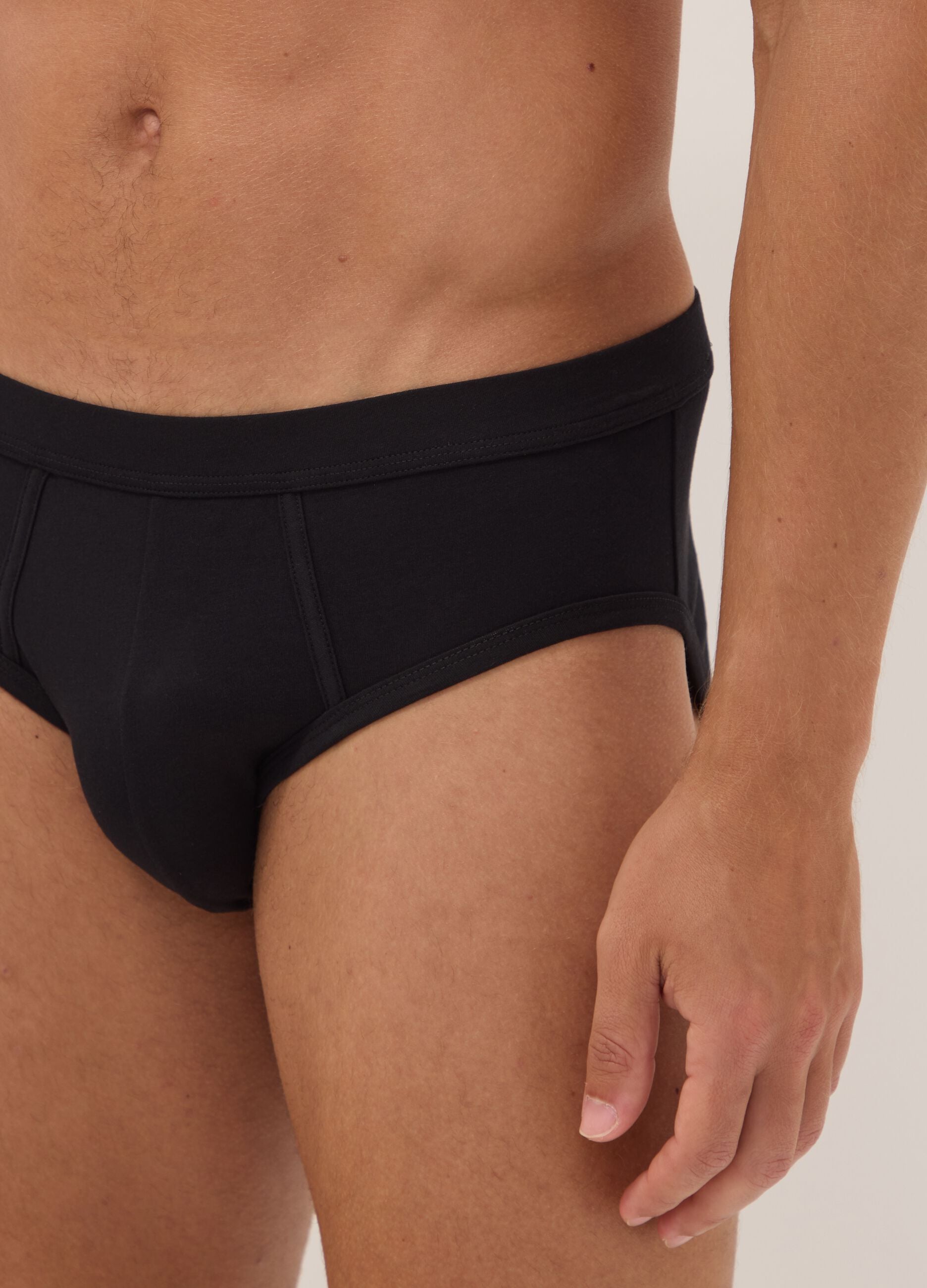 3er-Pack schwarze Slips aus extrafeiner Stretch-Baumwolle