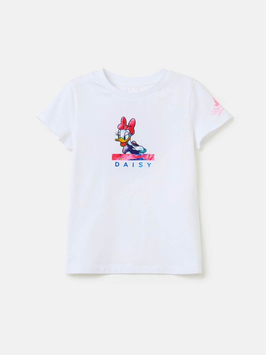 Stretch cotton T-shirt with Donald Duck 90 print_0