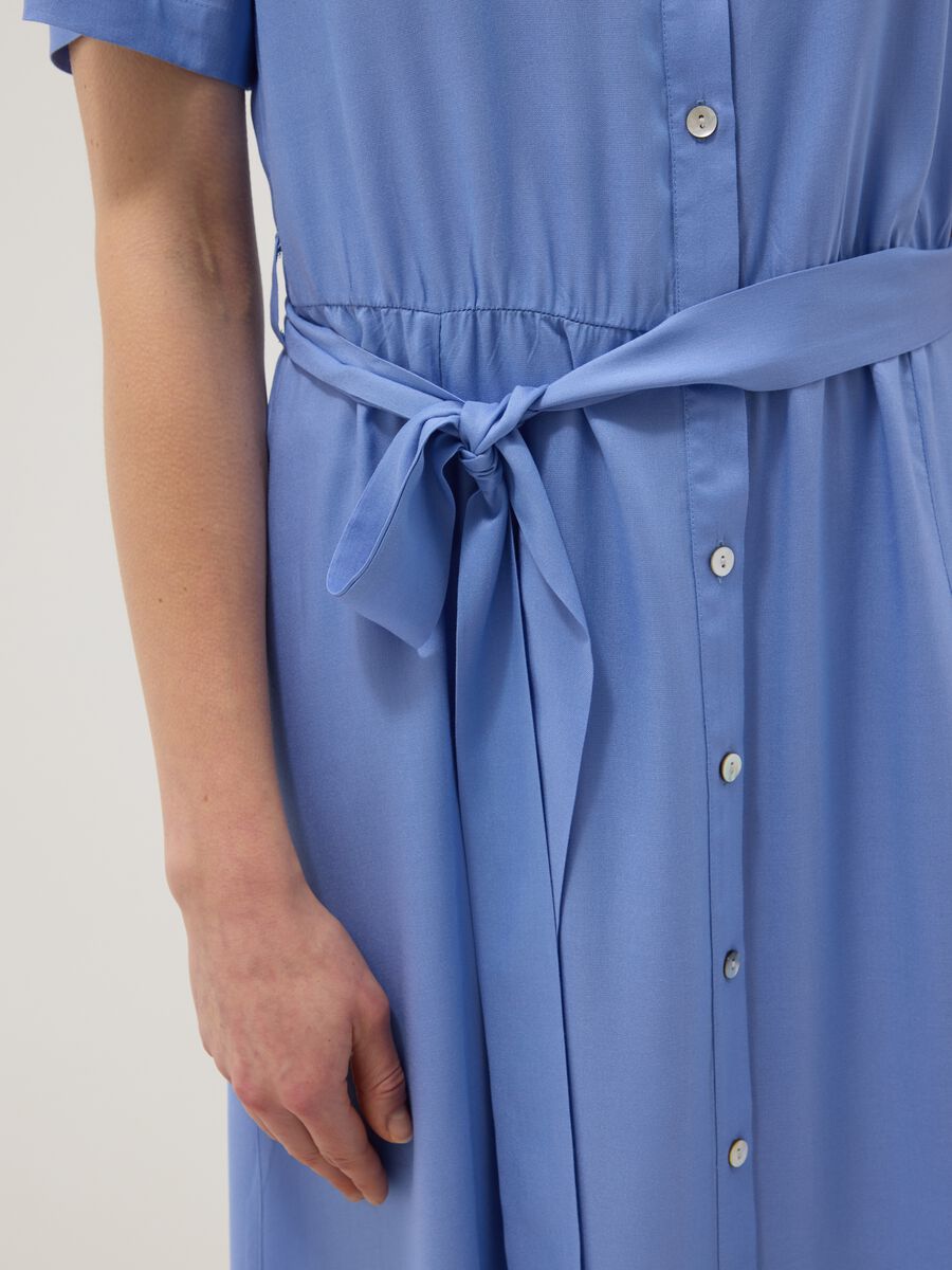 Blue pure viscose dress with regular fit and belt_3
