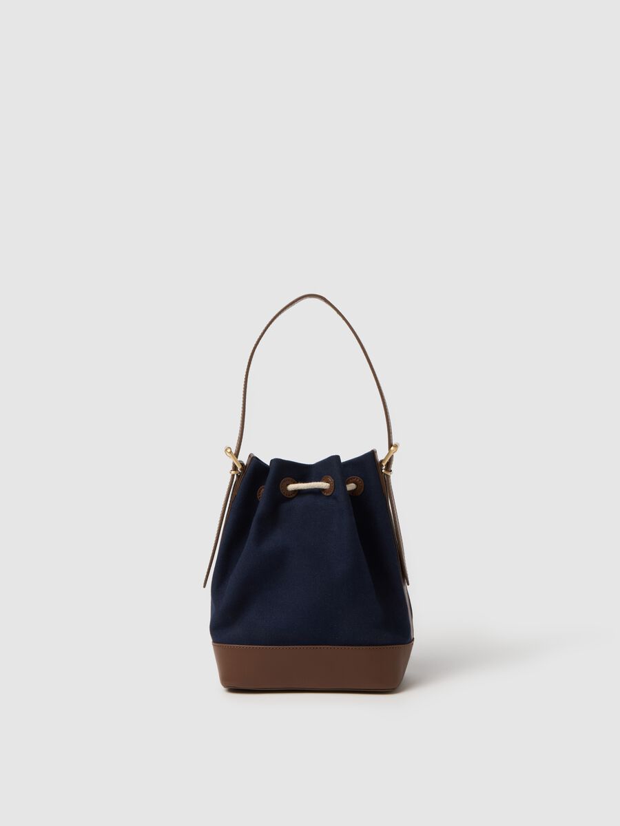 Bolso de hombro multicolor de algod&oacute;n puro con cierre de cord&oacute;n_0