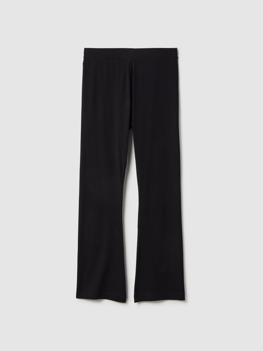Black stretch cotton flare leggings_0