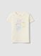 Beige pure cotton regular fit T-shirt with print for girls_0