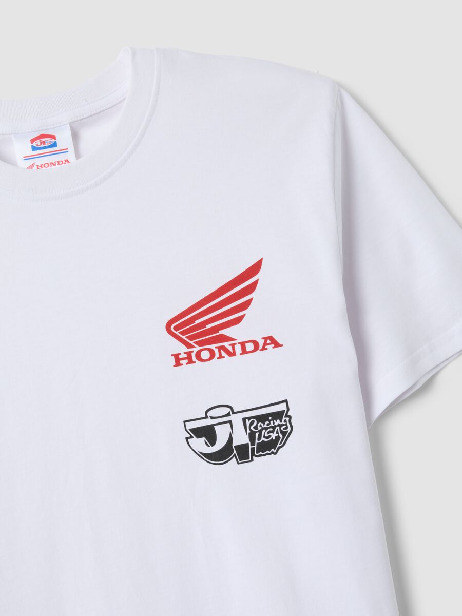Wei&szlig;e T-Shirt aus reiner Baumwolle mit Honda-Druck, Regular Fit_5