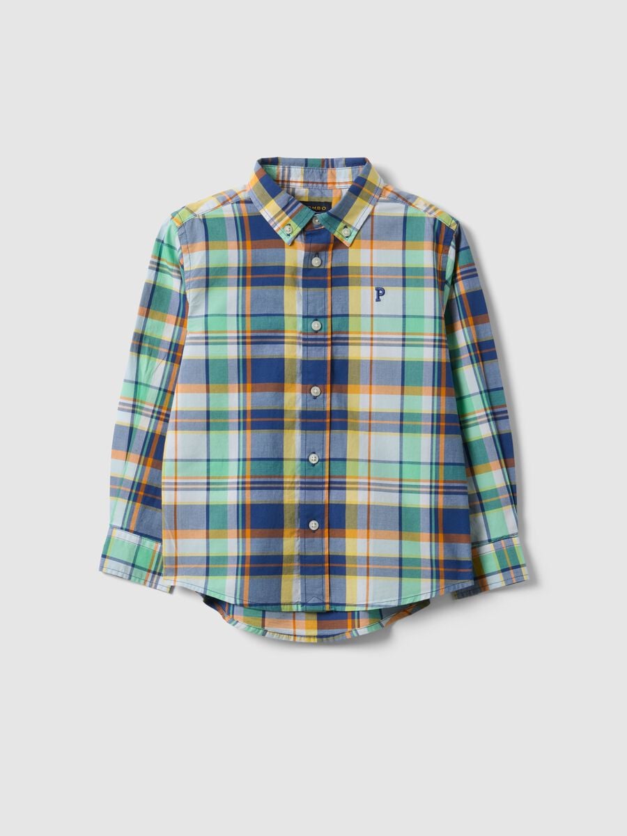 Kids' regular fit multicolor check pure cotton shirt_3
