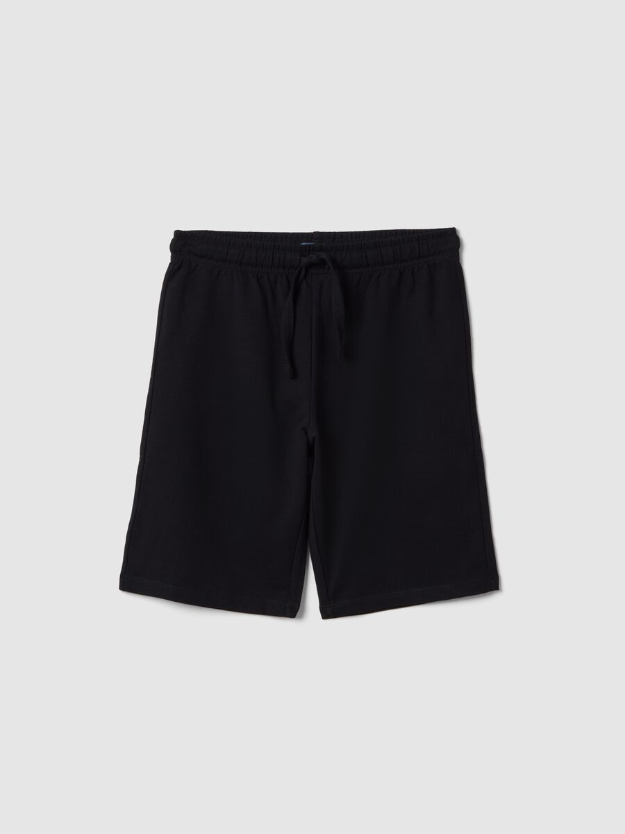 Schwarze Jungen-Shorts aus reiner Baumwolle mit regul&auml;rer Passform_3