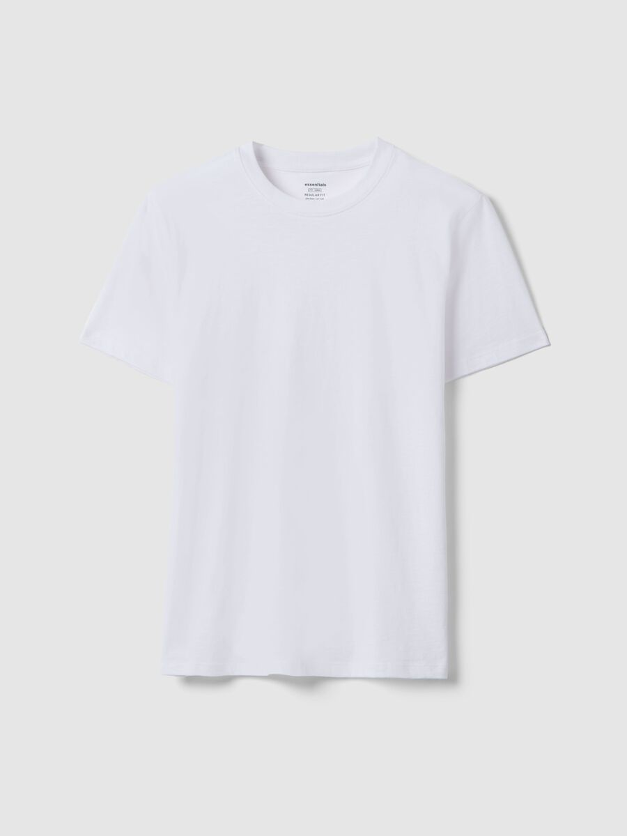 White regular fit pure cotton T-shirt_4