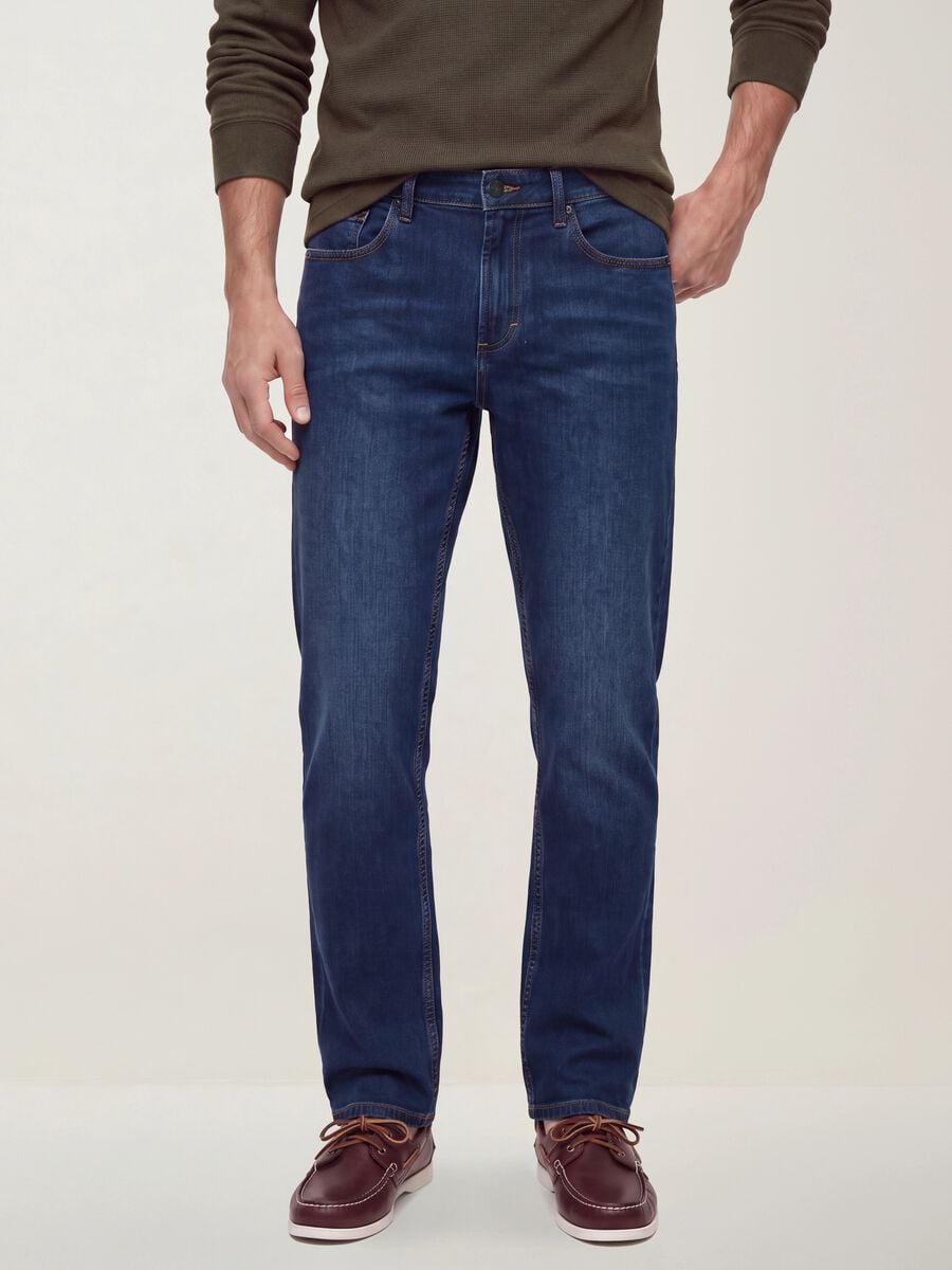 Blue denim jeans in stretch cotton, regular fit_2