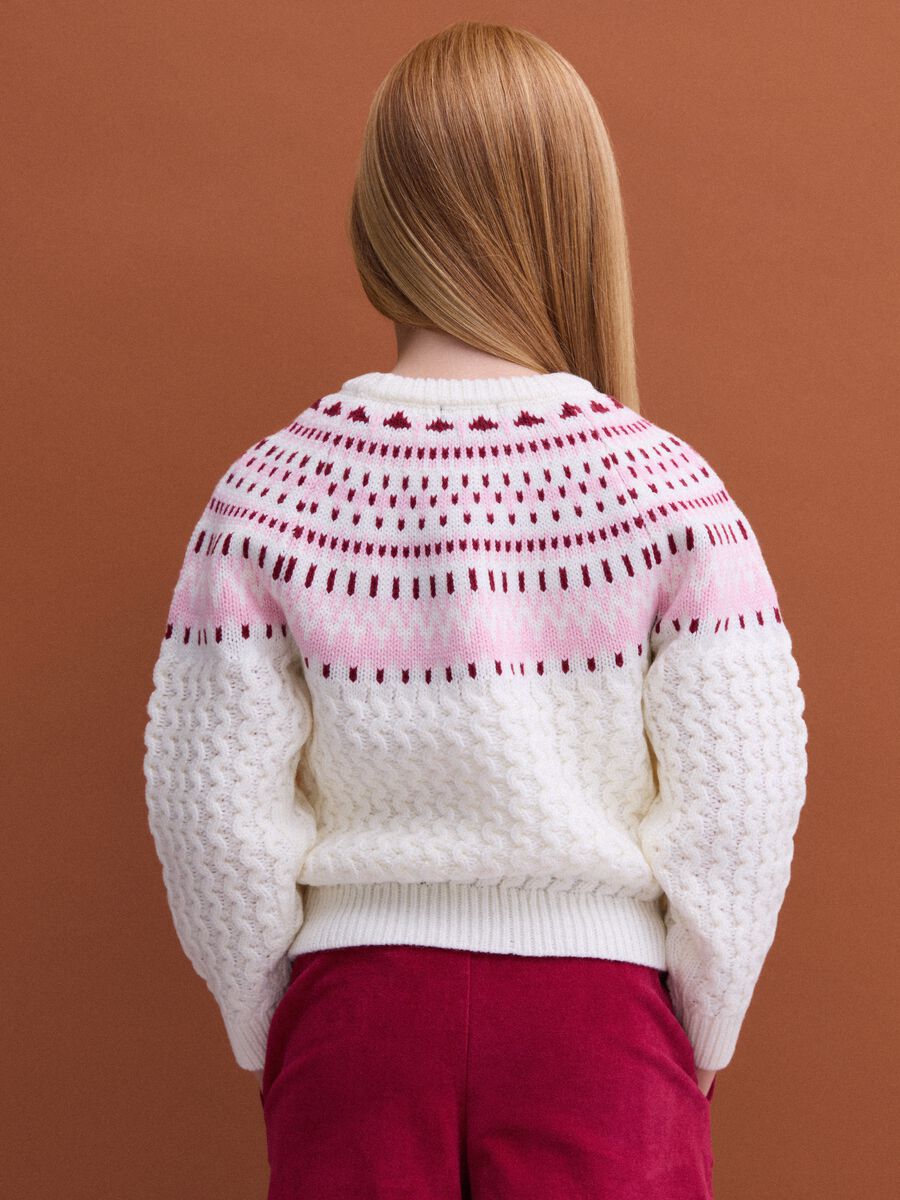 White crew-neck jacquard knit jumper, regular fit_2