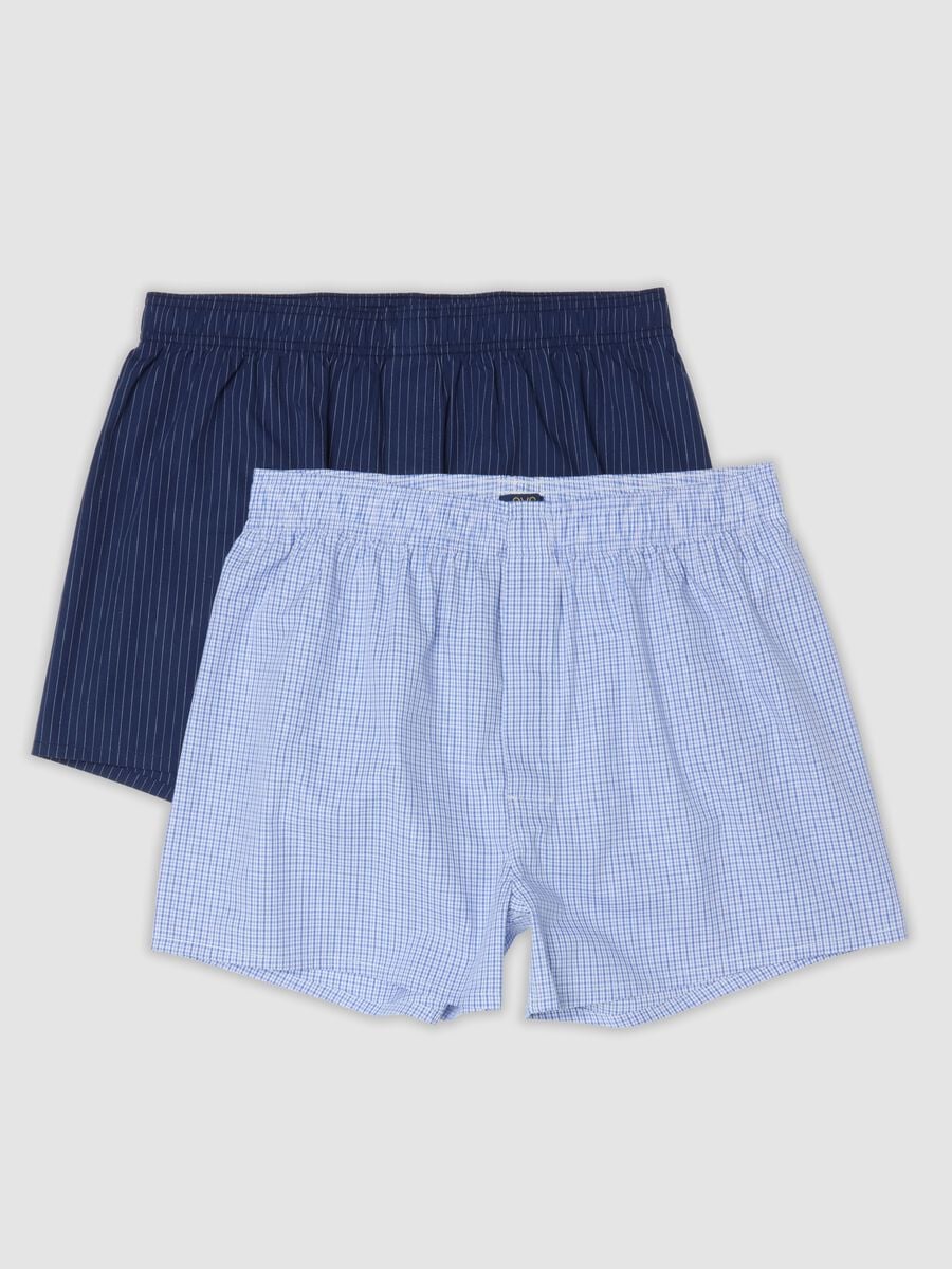 Pack de 2 boxers azul e azul-claro em puro algod&atilde;o org&acirc;nico_0