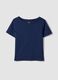 Blue pure cotton short-sleeve T-shirt_0