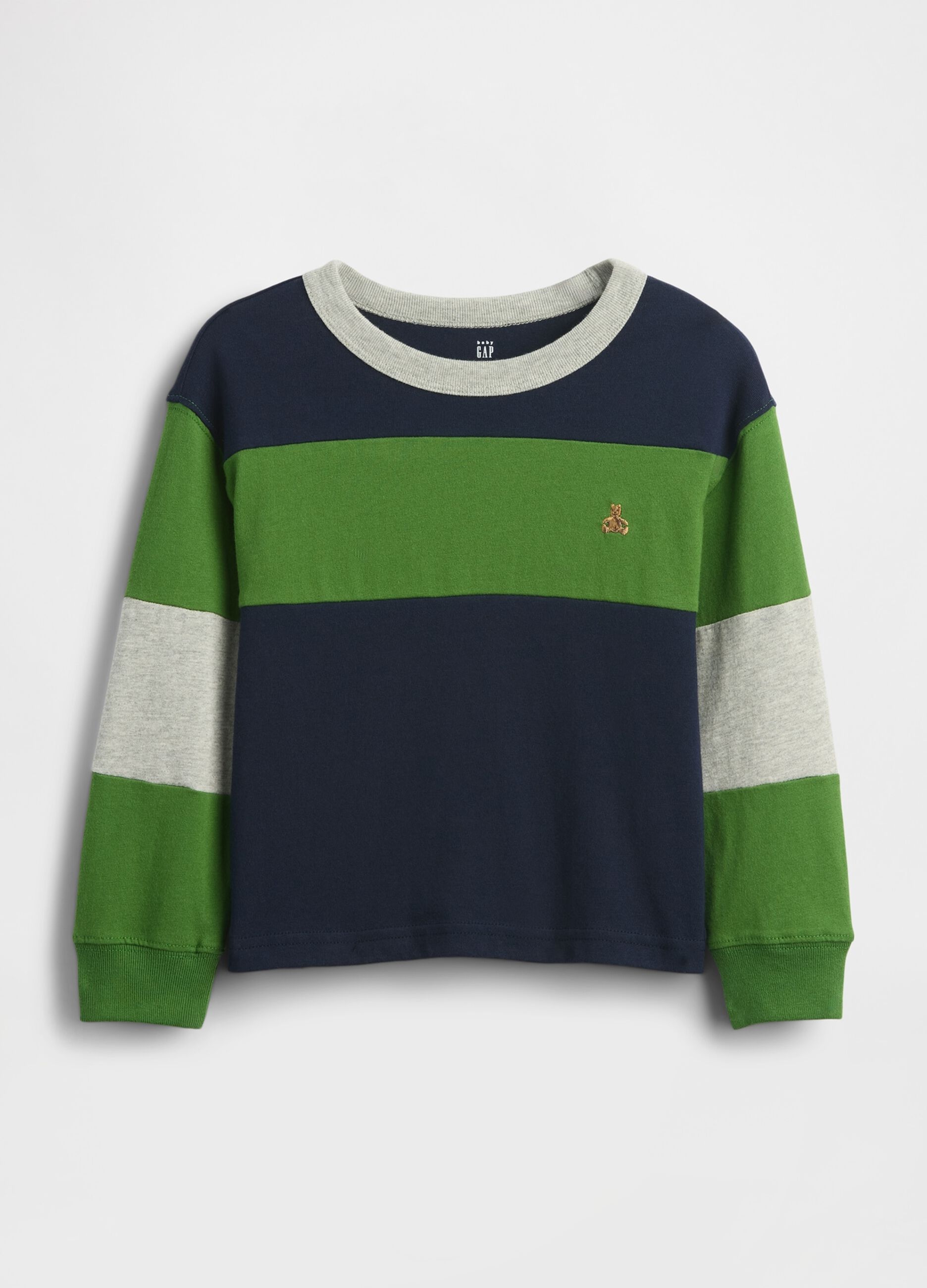 Blue and green striped long-sleeve top