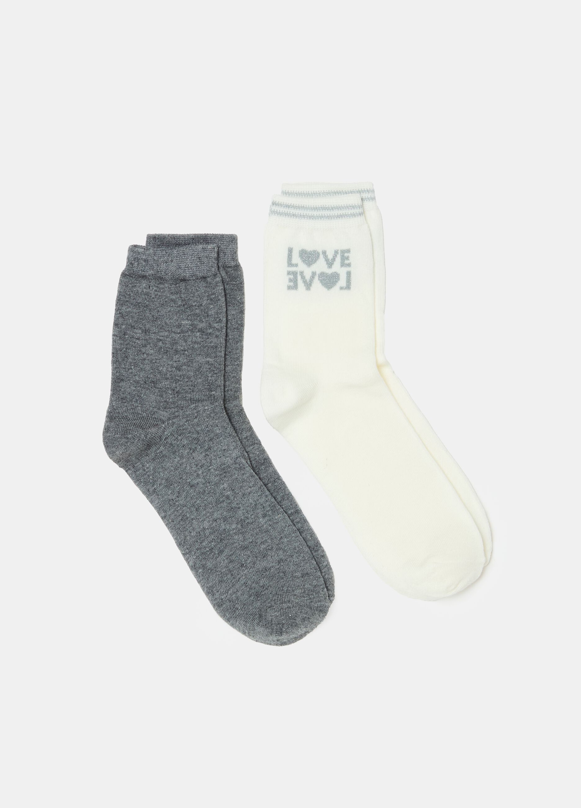 Two-pair pack short stretch socks with lurex