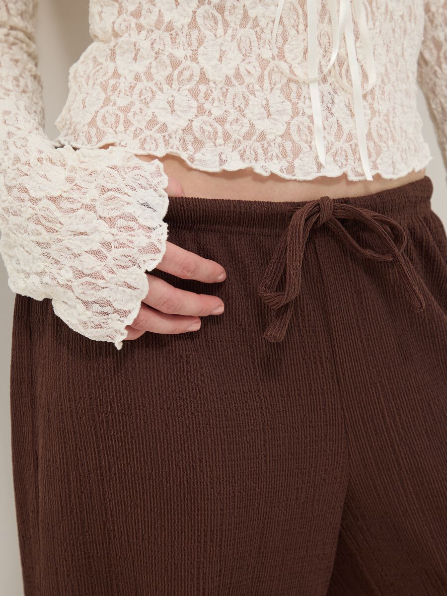 Brown Wide Leg Jogger Trousers_3