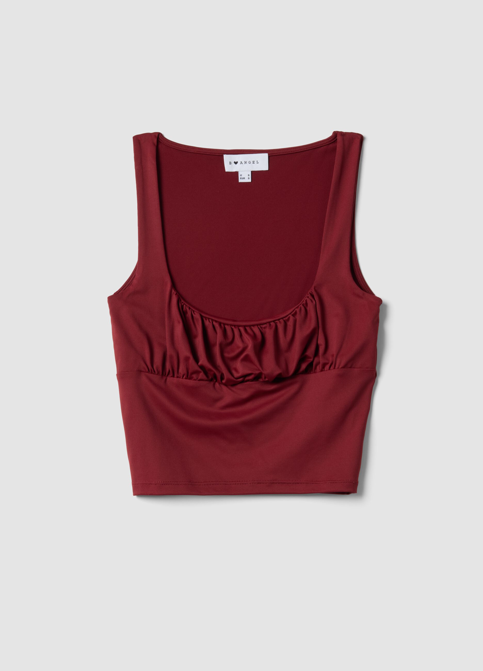 Rotes Regular-Fit-Tanktop aus Stretchmaterial mit Falten