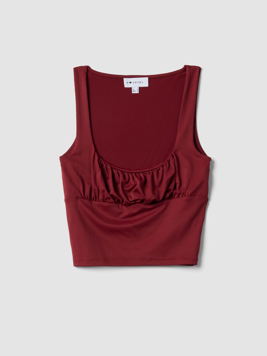 Rotes Regular-Fit-Tanktop aus Stretchmaterial mit Falten_4