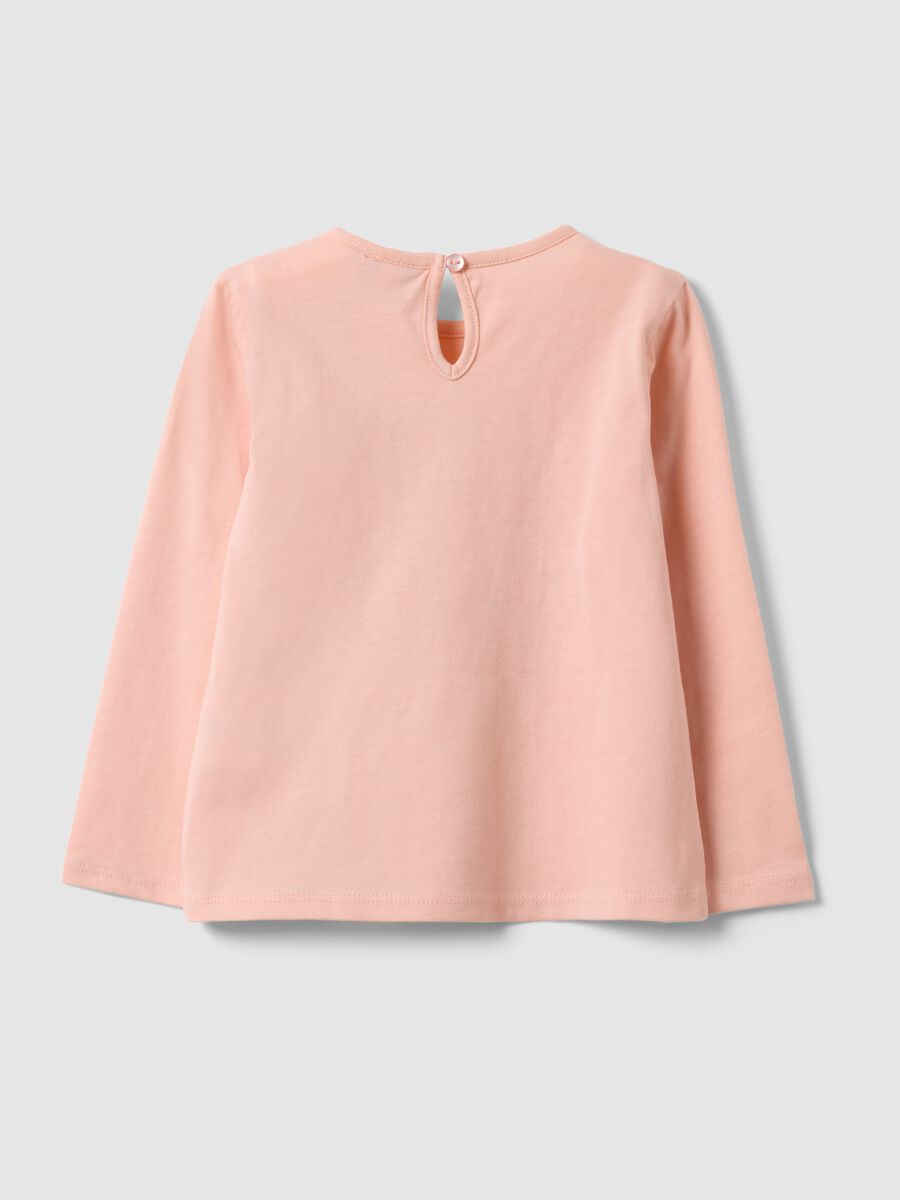 Girls' pink pure cotton regular fit T-shirt with teddy bear_1