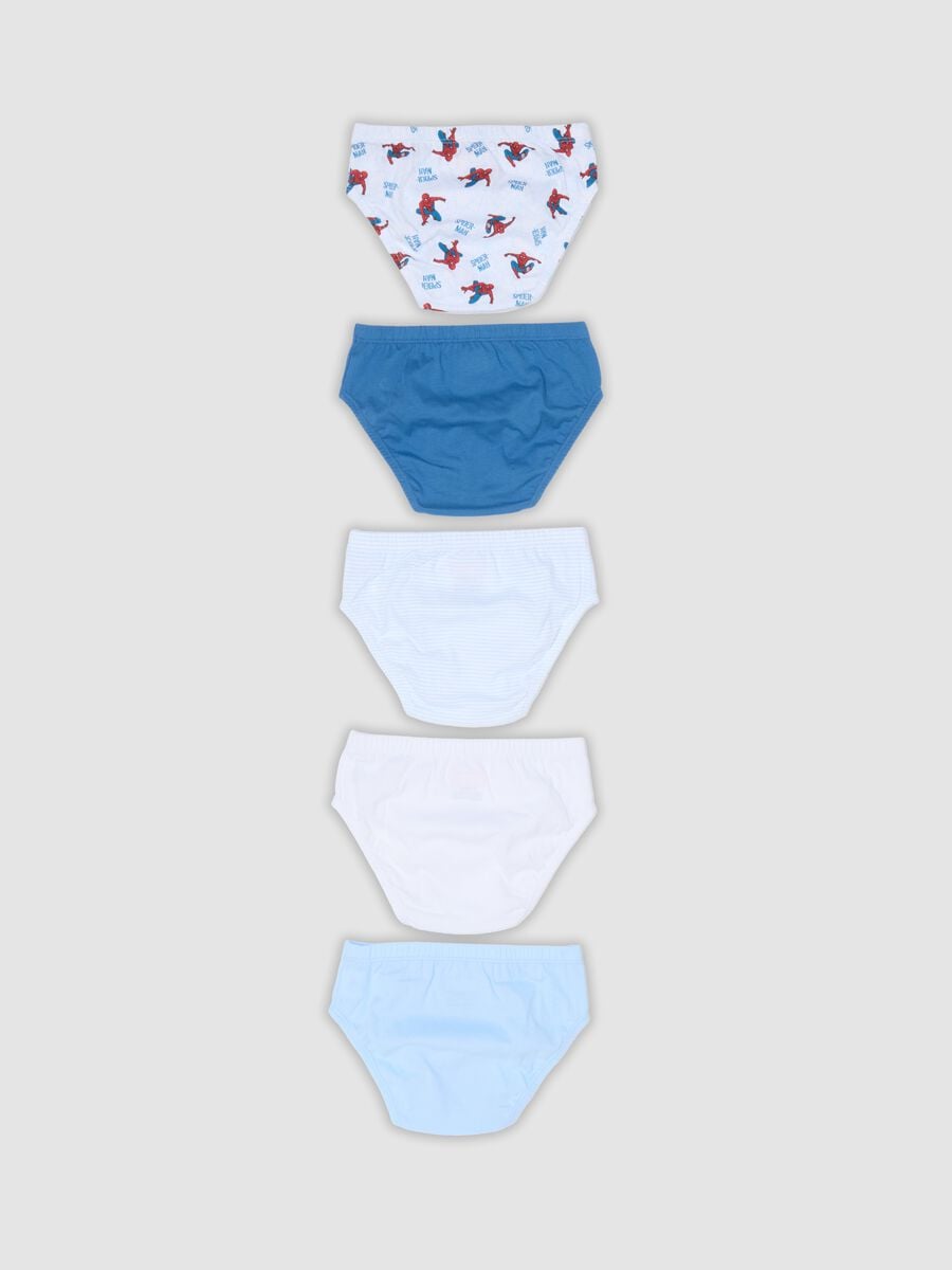 Five-pack of multicolour Spider-Man print briefs in pure organic cotton_1