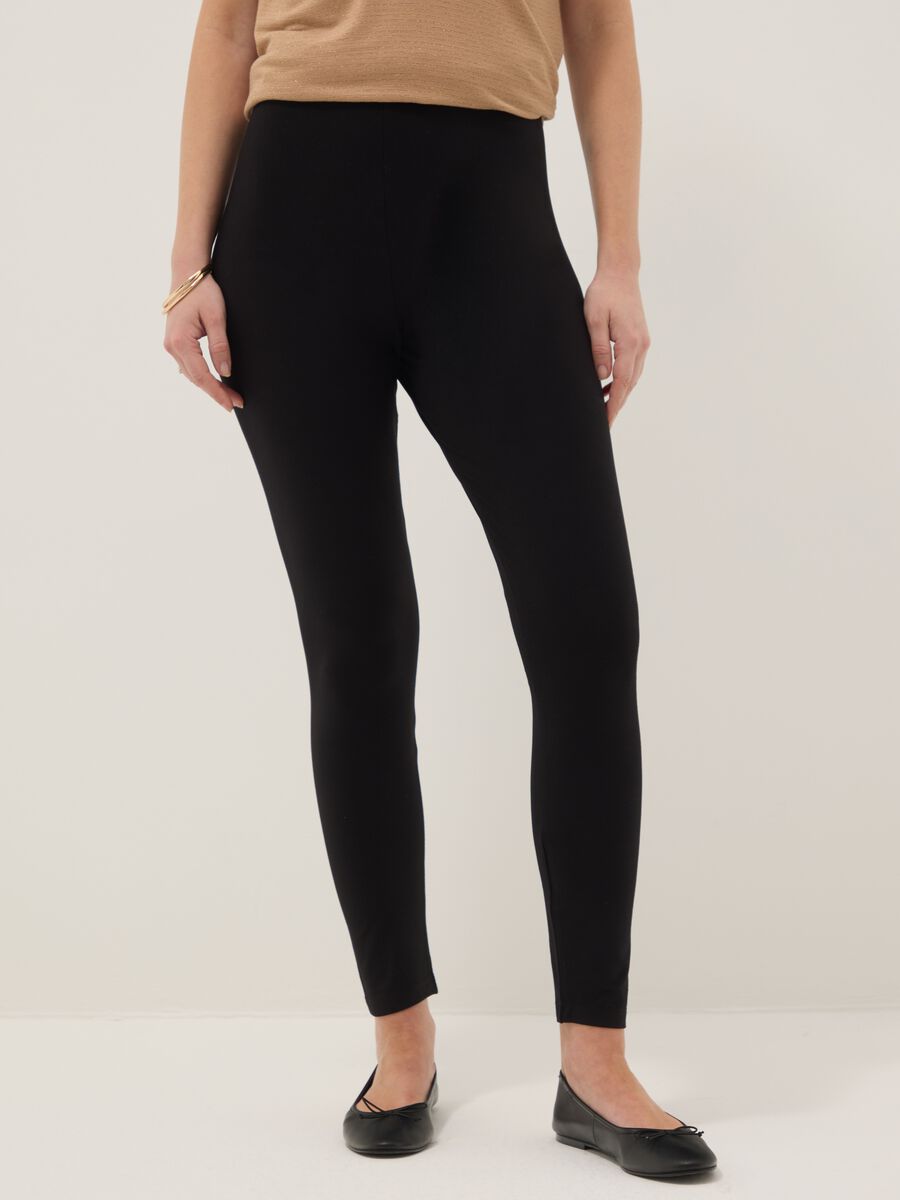 Black Skinny Fit Maternity Leggings in Stretch Viscose_1