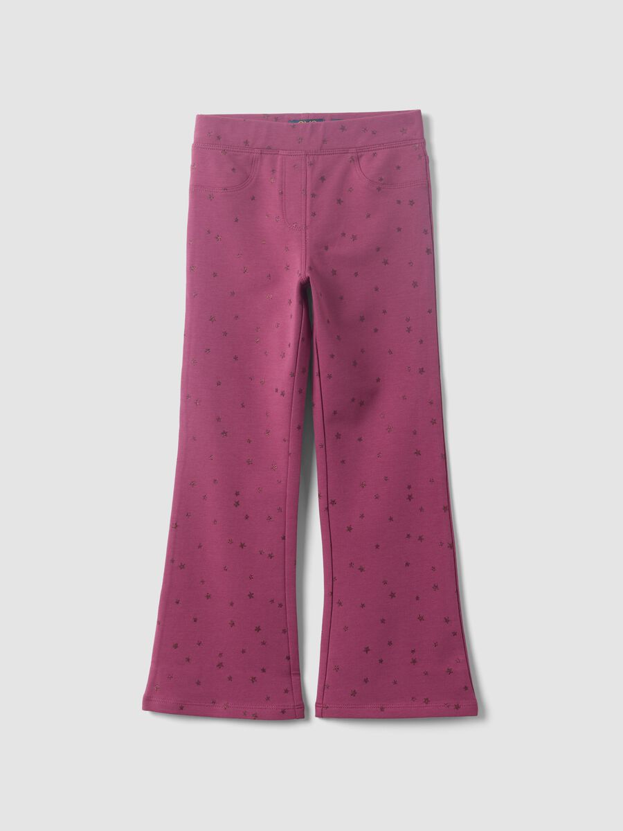 Lila Flare-Hose aus Stretch-Baumwolle mit Sternchenmuster f&uuml;r M&auml;dchen_0