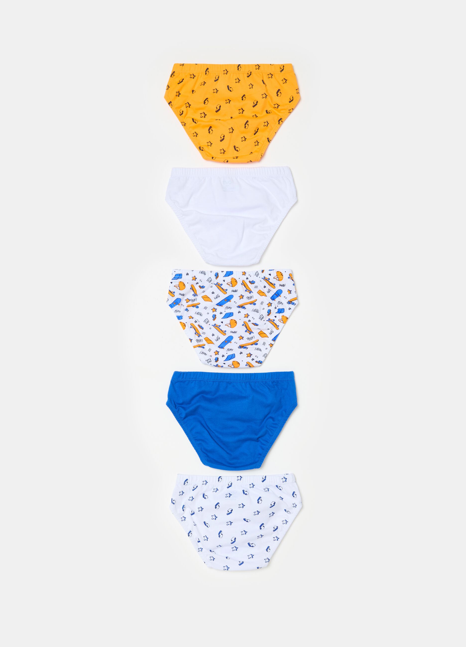 Five-pack briefs in organic cotton with print