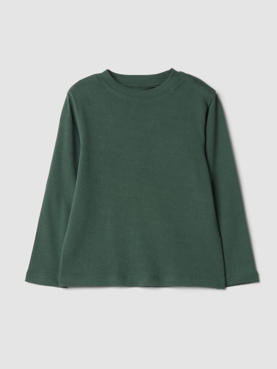 T-shirt verde in puro cotone organico con girocollo_0