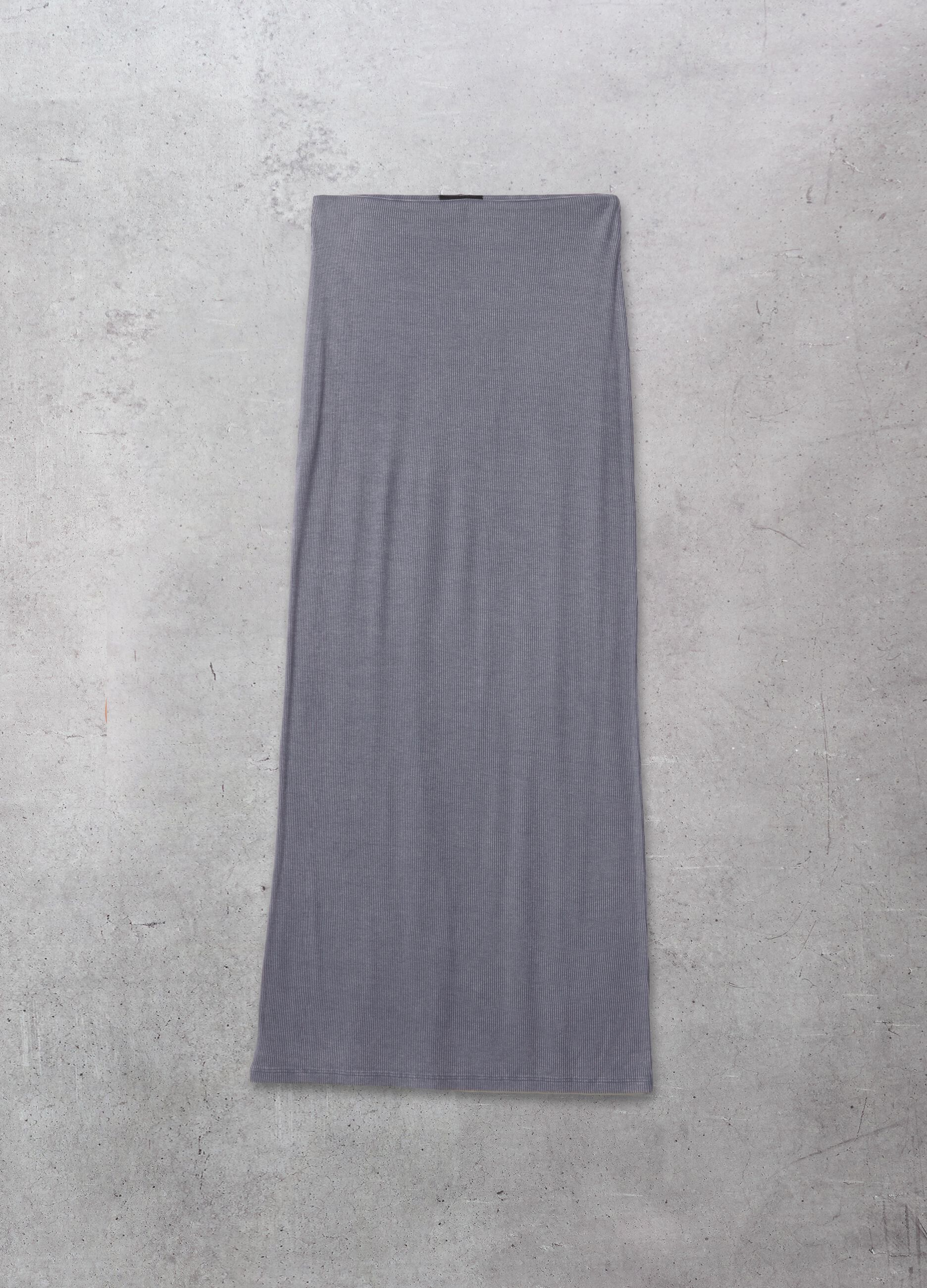 Vintage Grey Ribbed Long Skirt