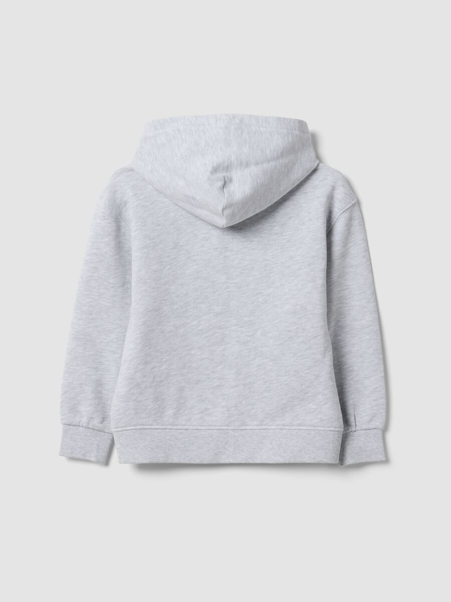 Grey organic cotton hooded sweatshirt with oversized fit for boys_1