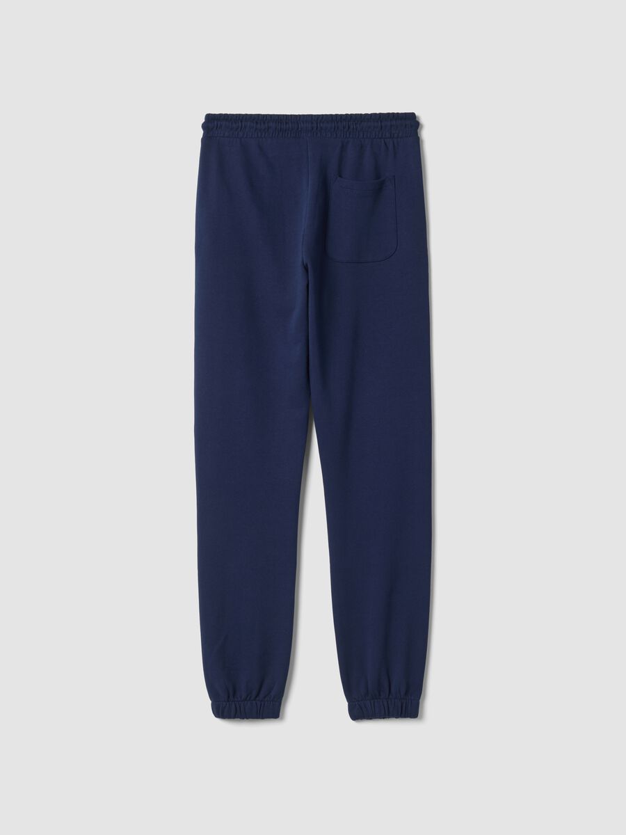 Jogger blu in puro cotone stile college regular fit_1