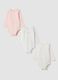 3-pack organic cotton bodysuits with print and crew neck for baby girl_0