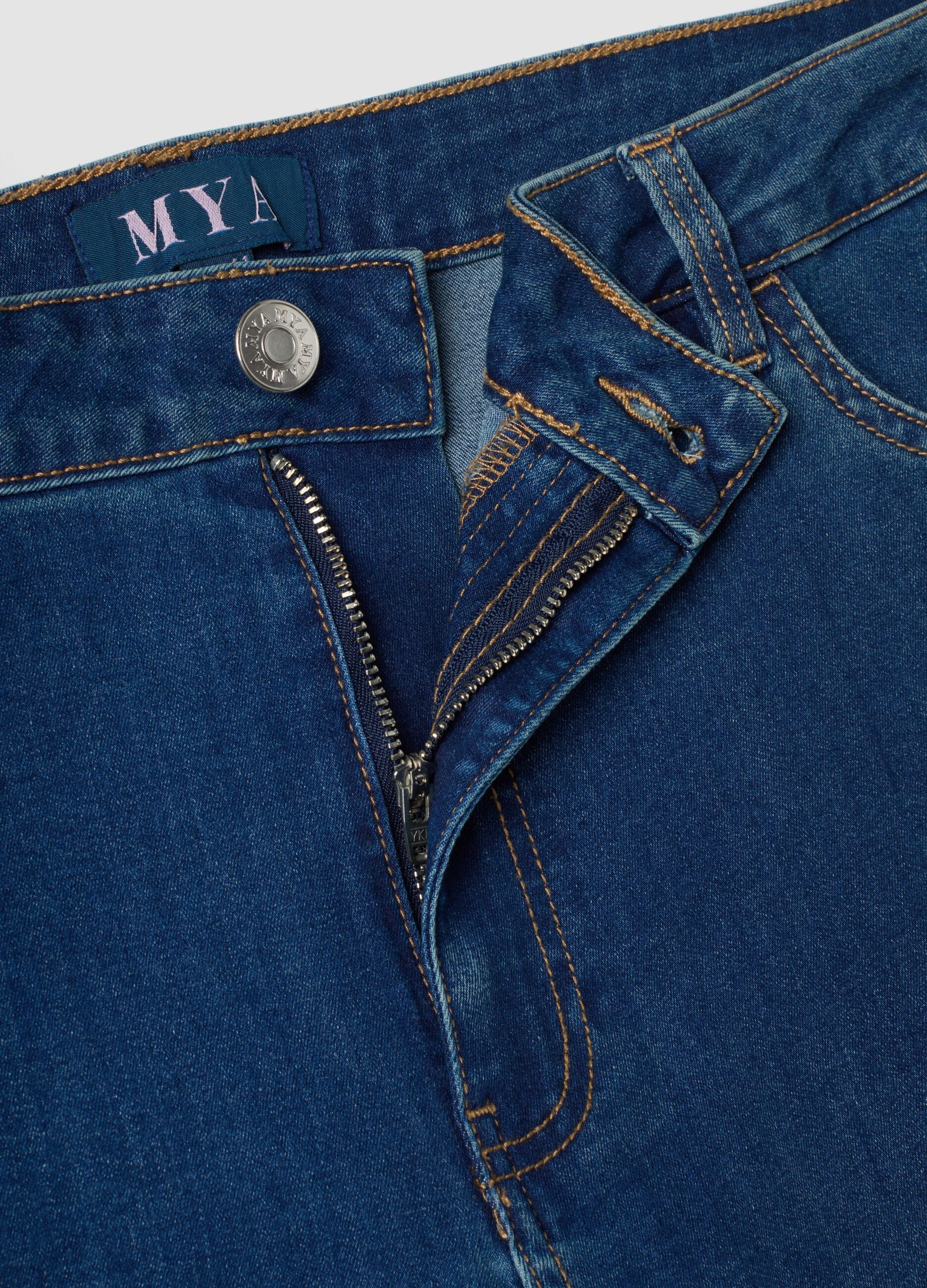 Blue denim bootcut jeans in stretch cotton and viscose